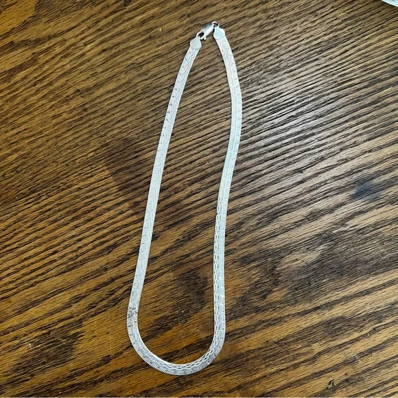 Vintage 925 Silver Herringbone Necklace Bracelet Set - Picture 7 of 11